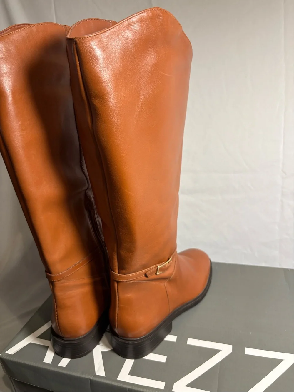 New AREZZO Women’s Tall Riding Boots in Cognac Brown size 9.5
